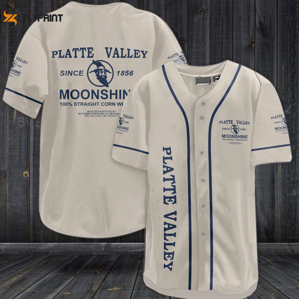 Platte Valley Moonshine Whiskey Baseball Jersey - lylyprint.com baseball jersey product view 1