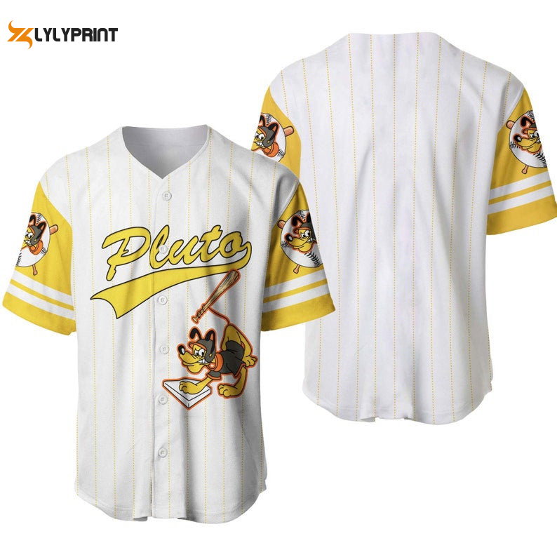 Pluto Dog All Over Print Pinstripe Baseball Jersey - lylyprint.com baseball jersey product view 1