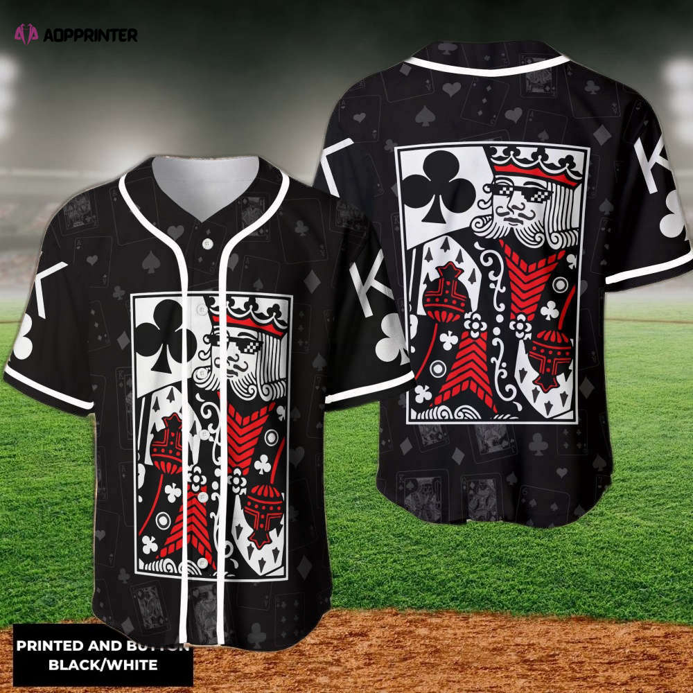 Poker King Card Casino Baseball Jersey - Stylish & Lucky Casino-themed Apparel - Aopprinter baseball jersey product view 1
