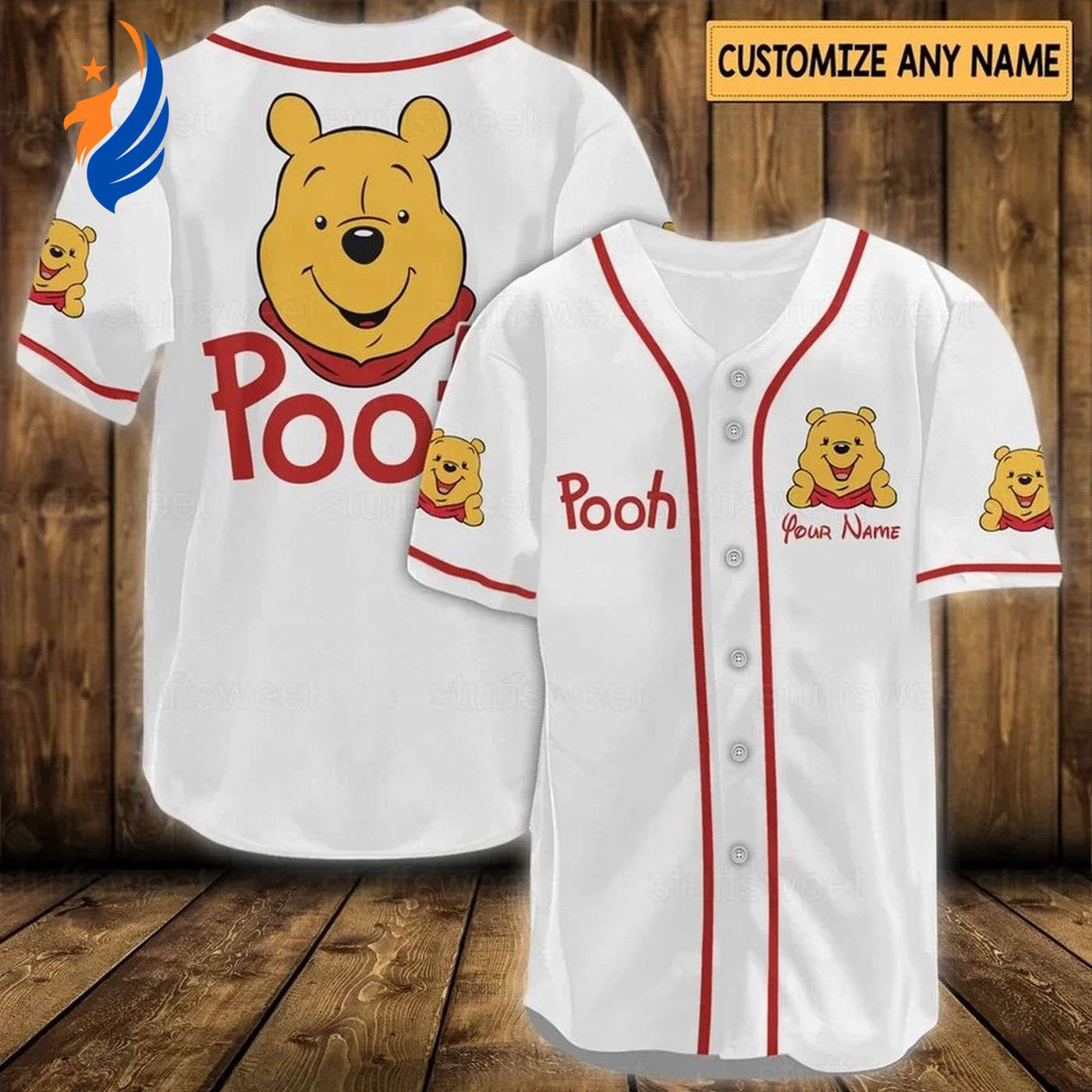 Personalized Pooh Baseball Jersey - Customize Your PA1 Jersey for Unmatched Style and Comfort - Bafud baseball jersey product view 1
