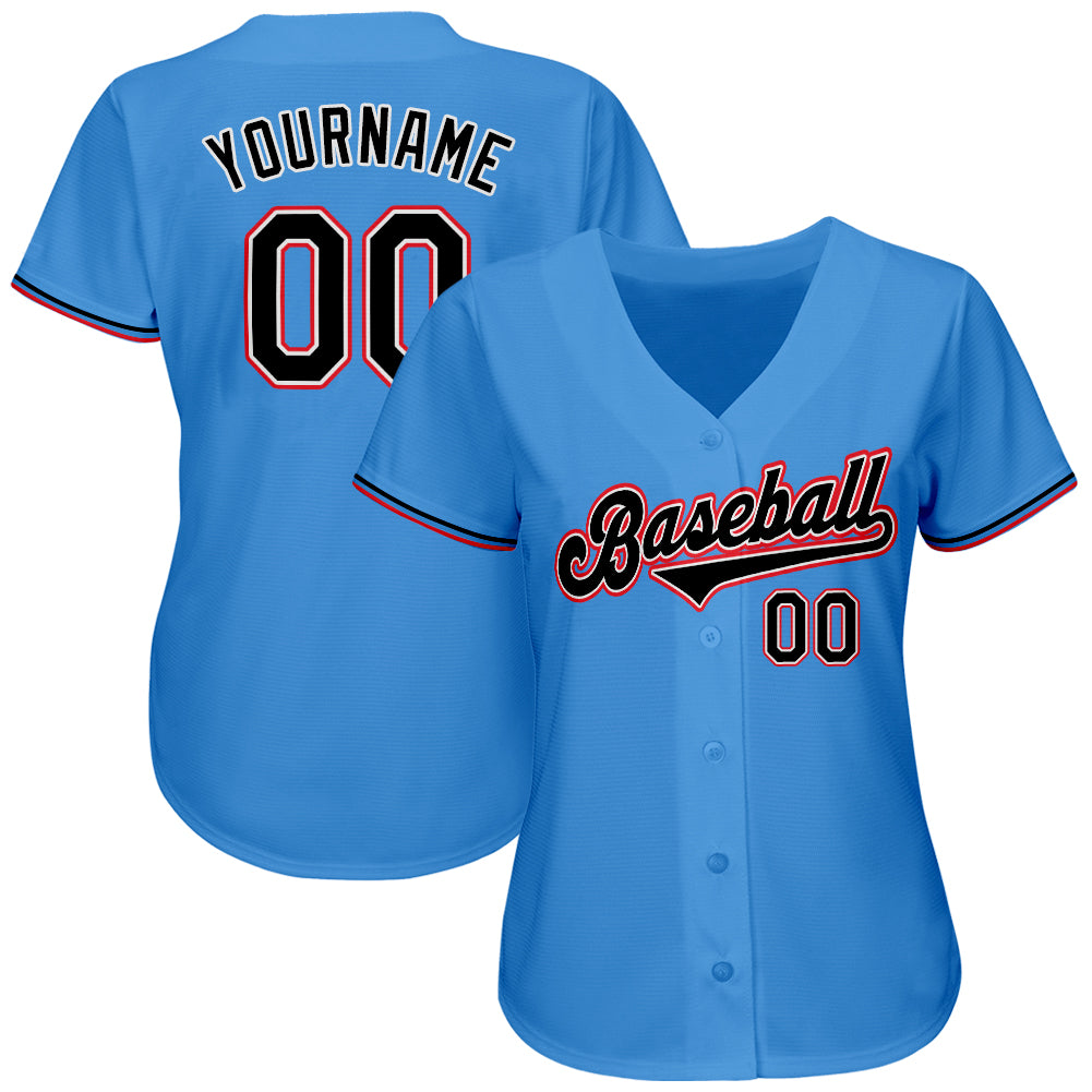 Custom Powder Blue Black-Orange Authentic Baseball Jersey baseball jersey product view 2