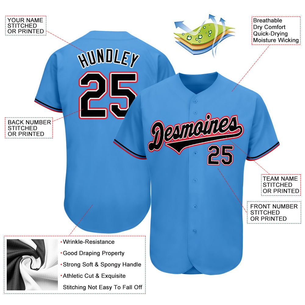 Custom Powder Blue Black-Orange Authentic Baseball Jersey baseball jersey product view 3