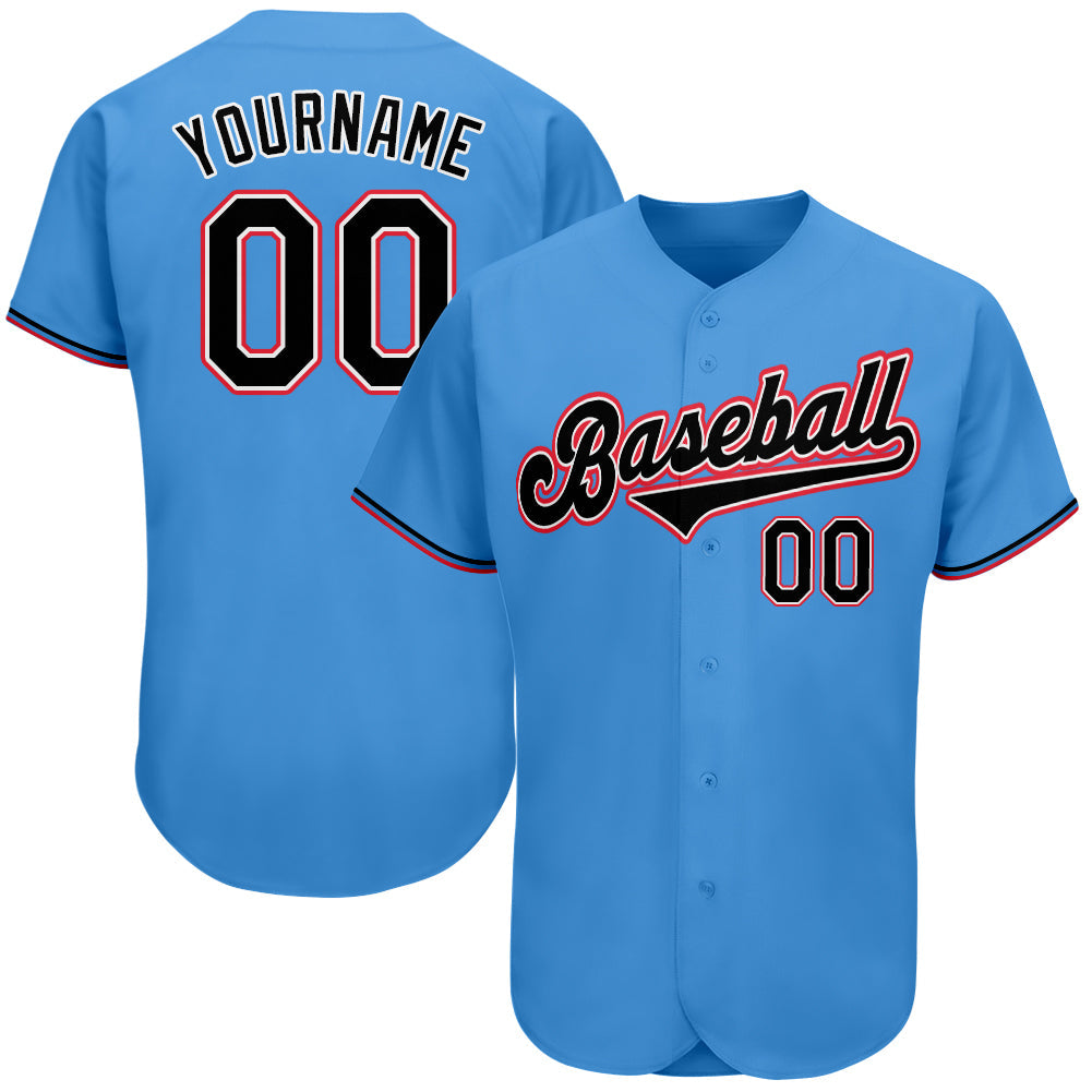 Custom Powder Blue Black-Orange Authentic Baseball Jersey baseball jersey product view 1