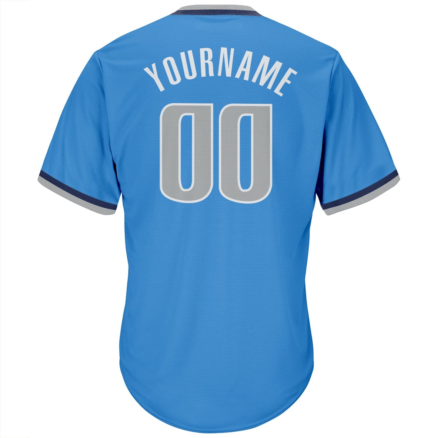 Custom Powder Blue Gray-Navy Authentic Throwback Rib-Knit Baseball Jersey Shirt baseball jersey product view 3