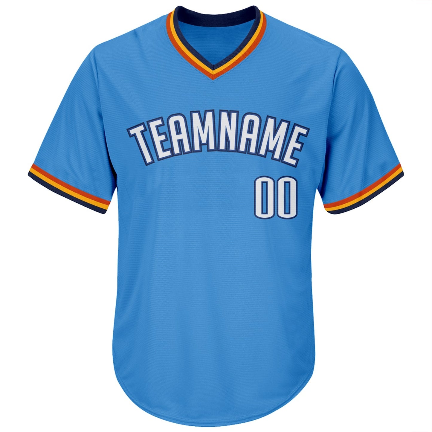 Custom Powder Blue White-Navy Authentic Throwback Rib-Knit Baseball Jersey Shirt baseball jersey product view 2
