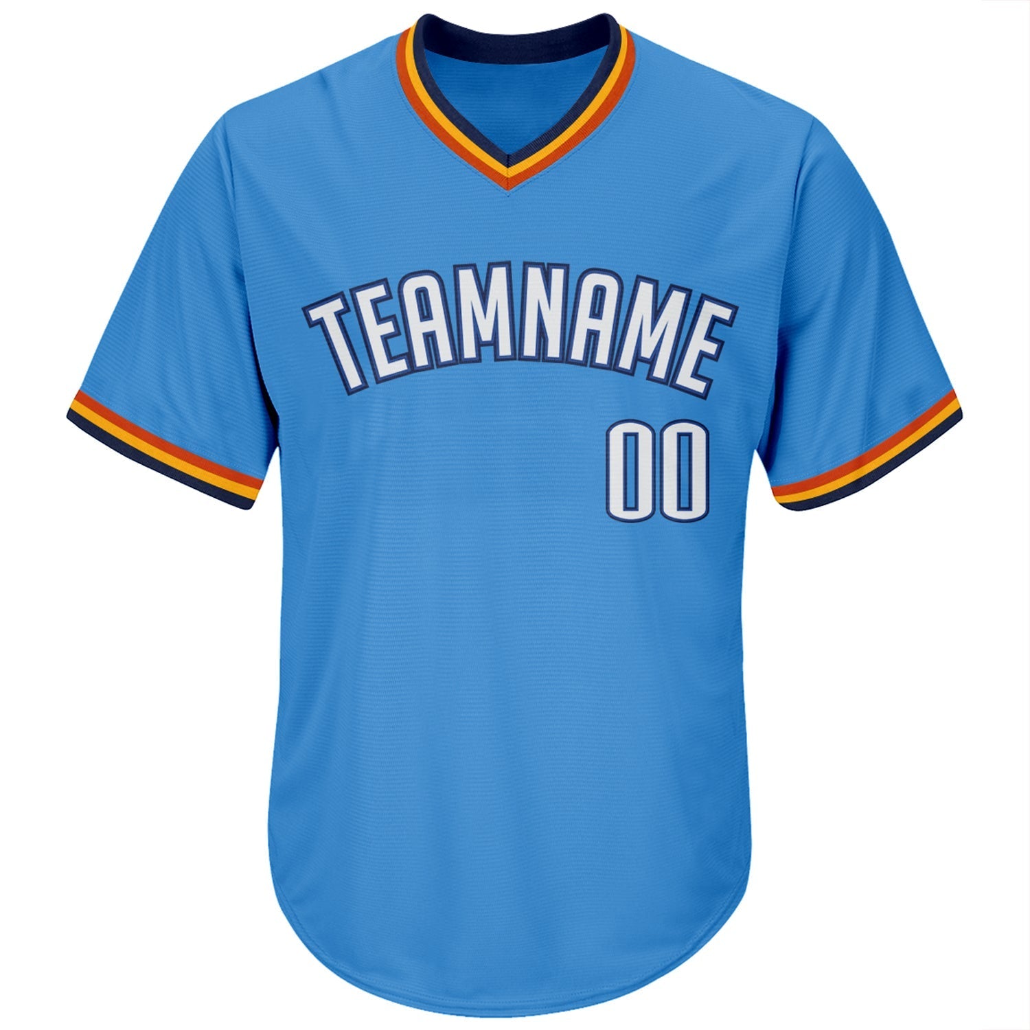 Custom Powder Blue White-Navy Authentic Throwback Rib-Knit Baseball Jersey Shirt baseball jersey product view 2