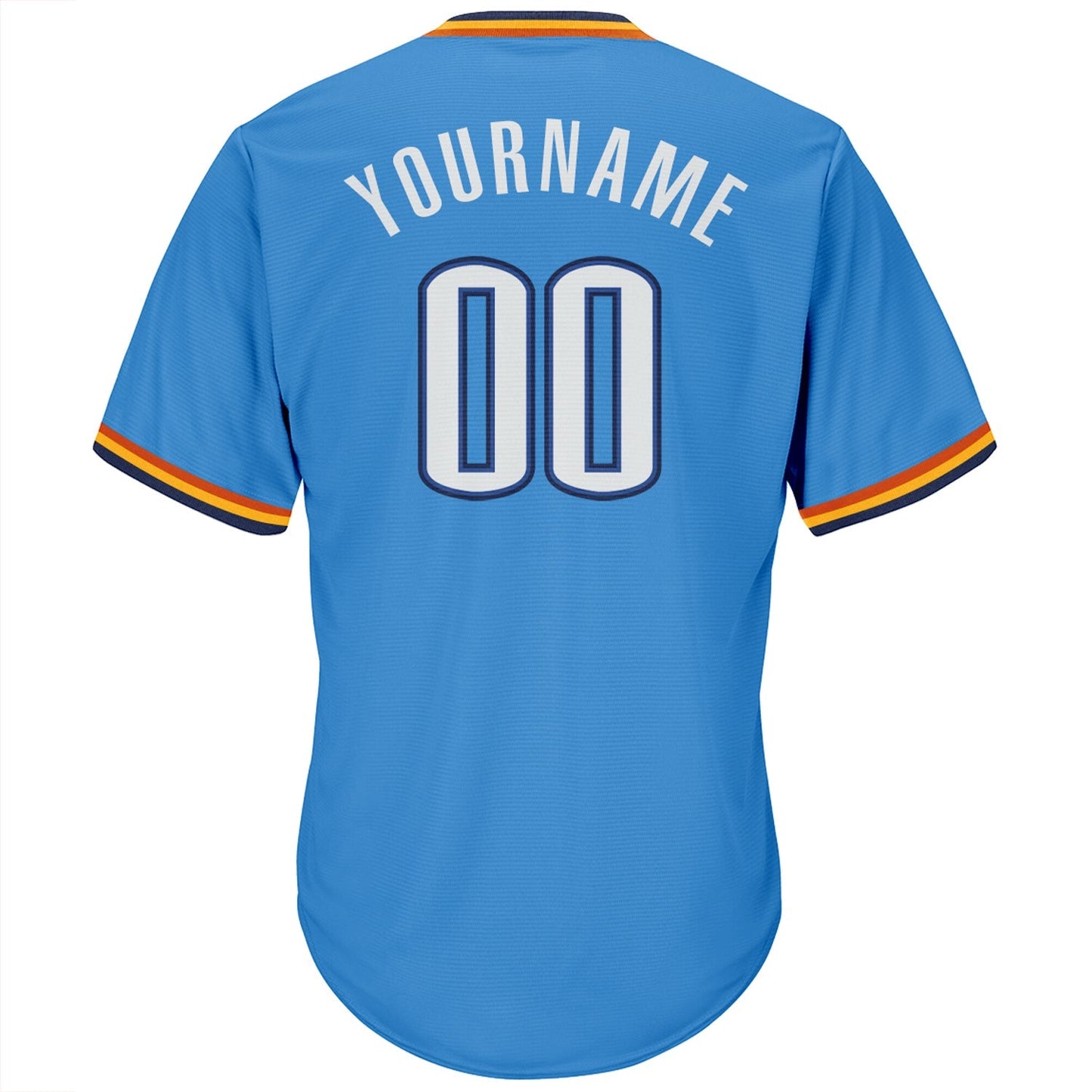 Custom Powder Blue White-Navy Authentic Throwback Rib-Knit Baseball Jersey Shirt baseball jersey product view 3