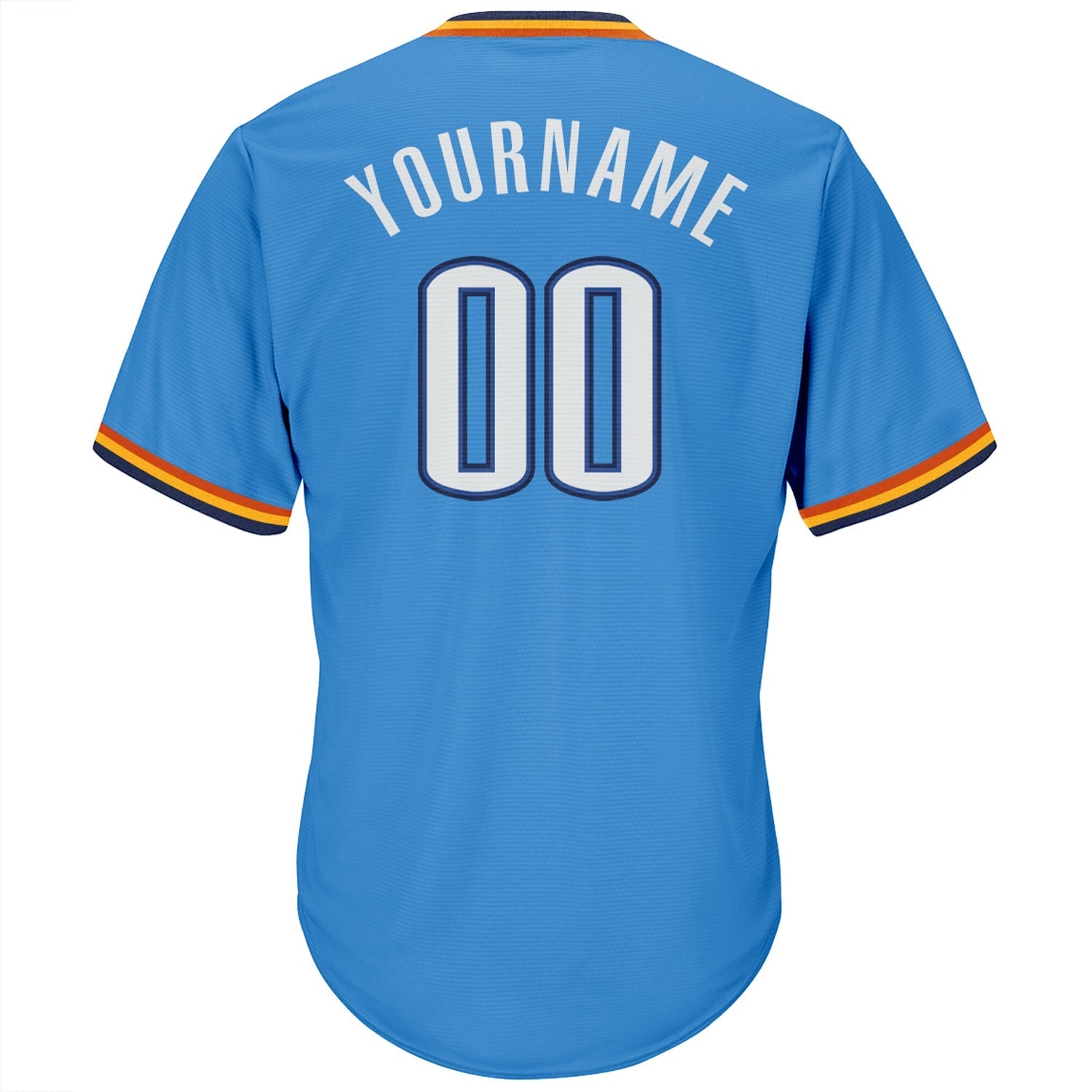 Custom Powder Blue White-Navy Authentic Throwback Rib-Knit Baseball Jersey Shirt baseball jersey product view 3