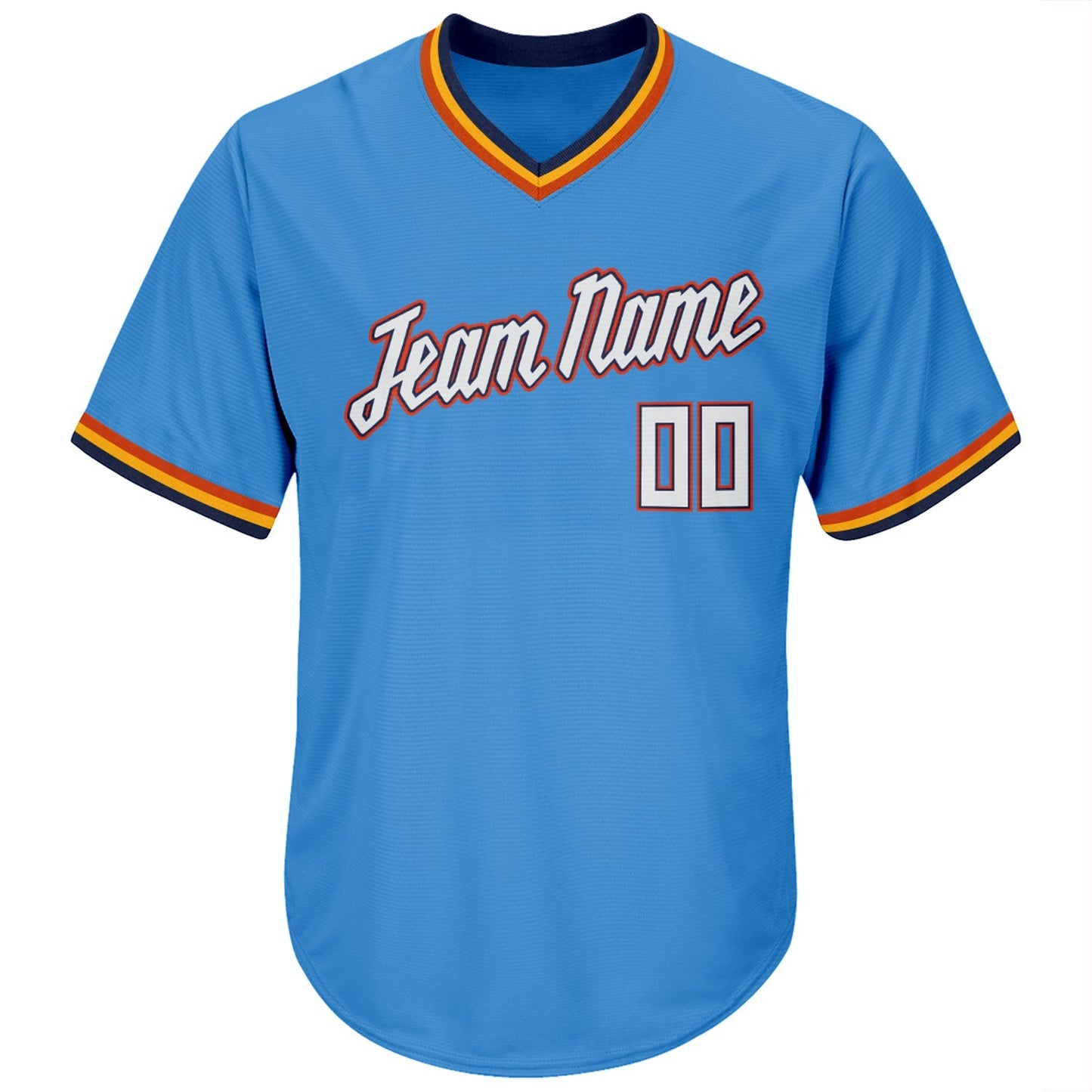 Custom Powder Blue White-Orange Authentic Throwback Rib-Knit Baseball Jersey Shirt baseball jersey product view 2