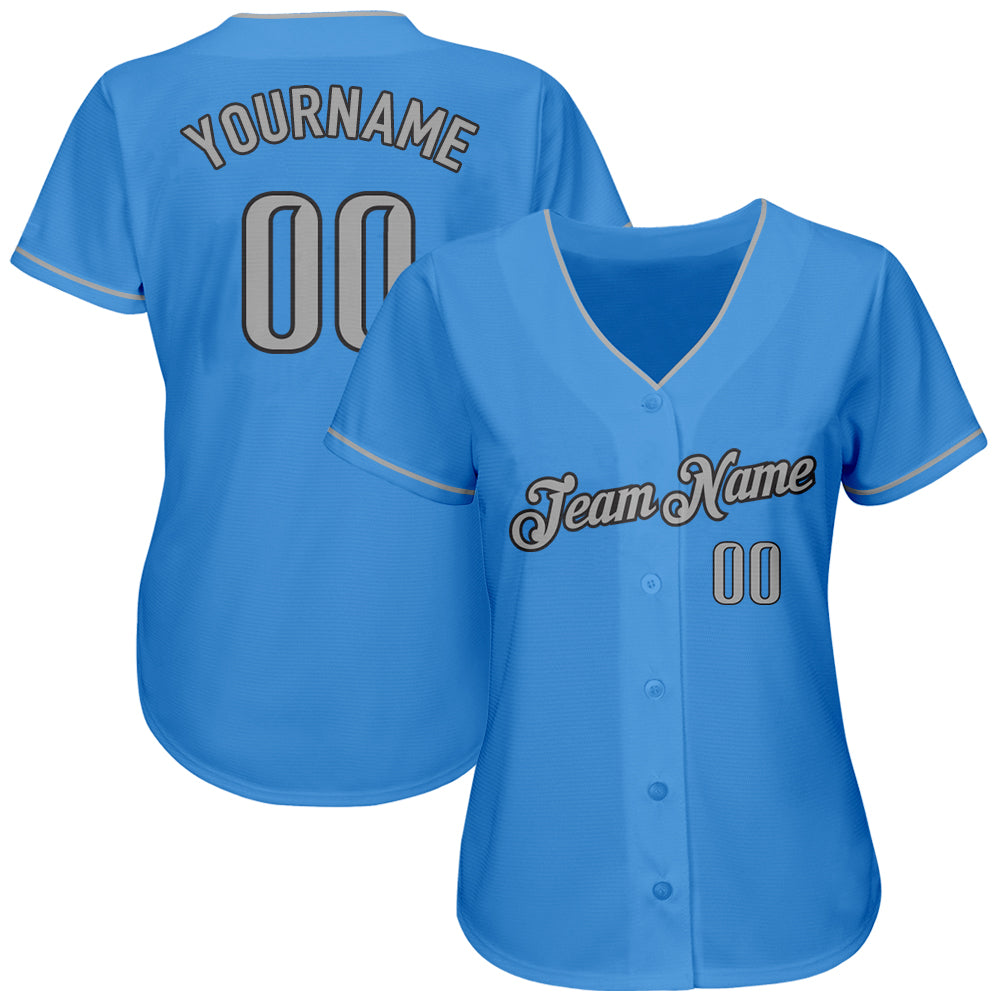 Custom Powder Blue Gray-Steel Gray Authentic Baseball Jersey baseball jersey product view 2