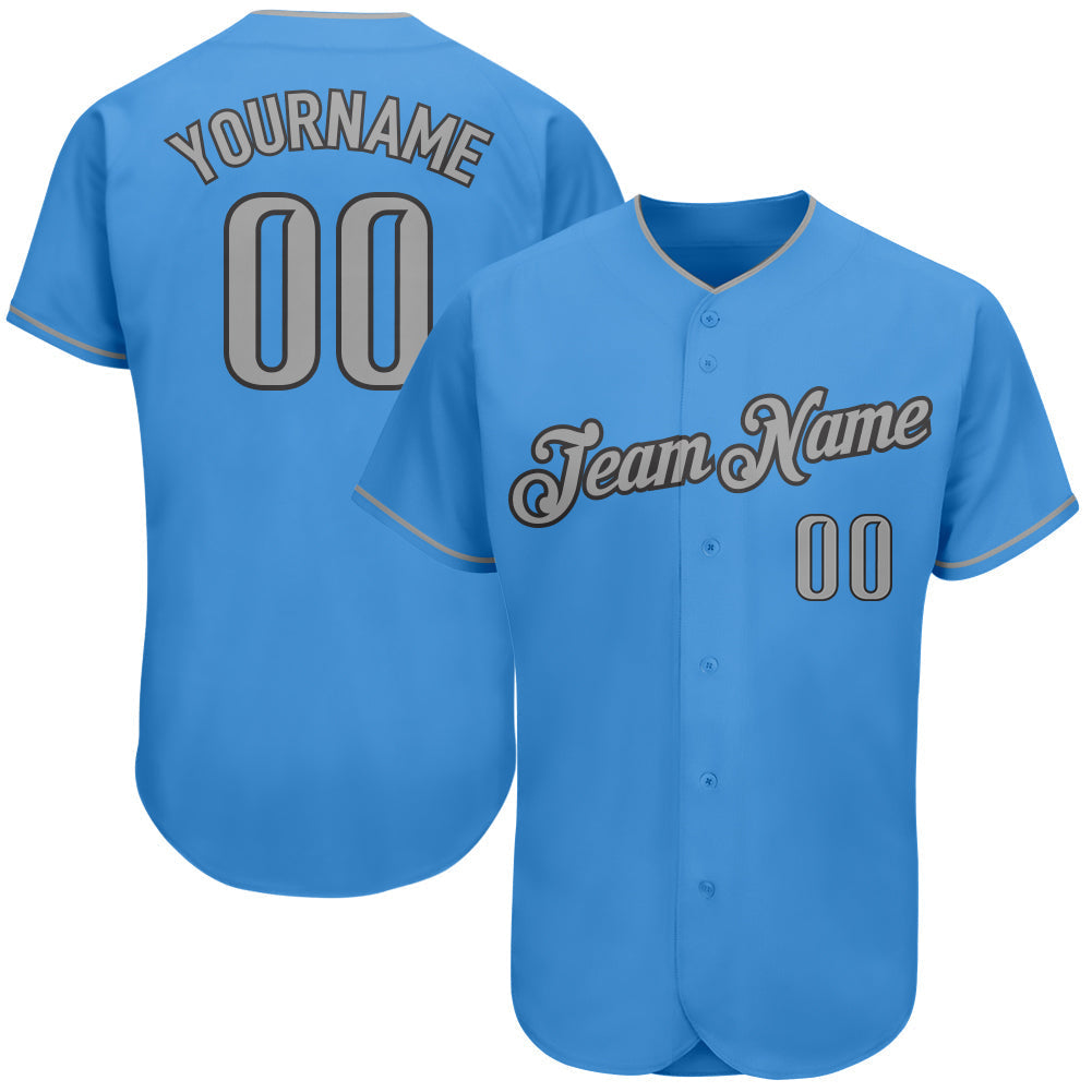 Custom Powder Blue Gray-Steel Gray Authentic Baseball Jersey baseball jersey product view 1