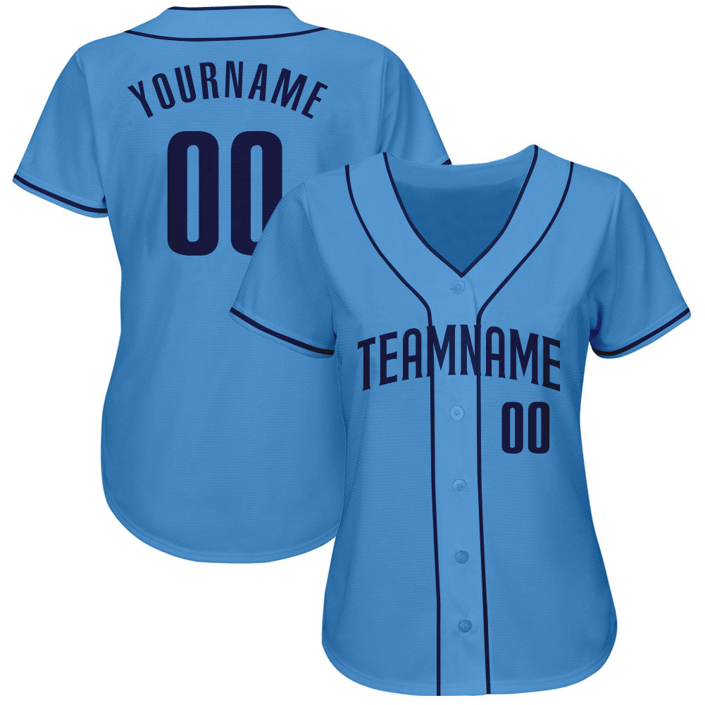 Custom Powder Blue Navy Authentic Baseball Jersey baseball jersey product view 2