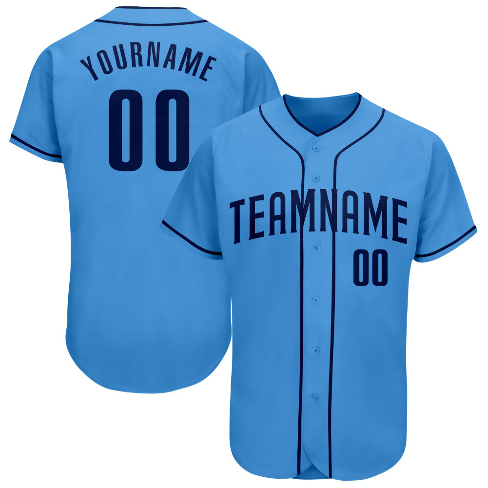 Custom Powder Blue Navy Authentic Baseball Jersey baseball jersey product view 1