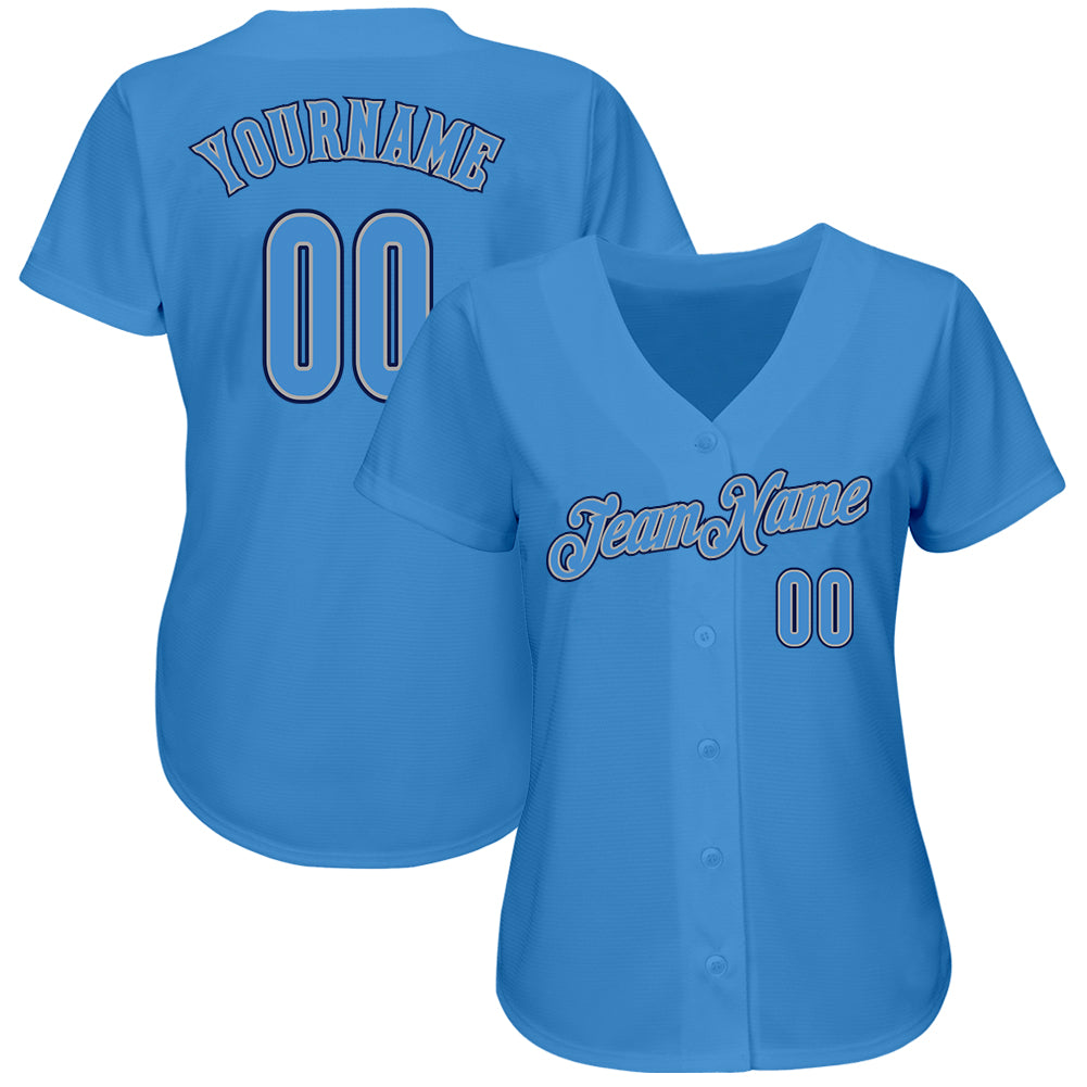 Custom Powder Blue Powder Blue-Navy Authentic Baseball Jersey baseball jersey product view 2