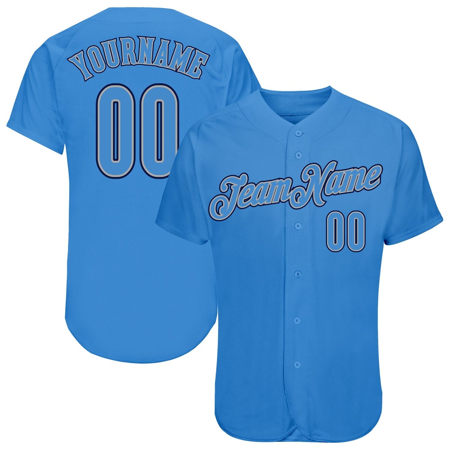 Custom Powder Blue Powder Blue-Navy Authentic Baseball Jersey baseball jersey product view 1