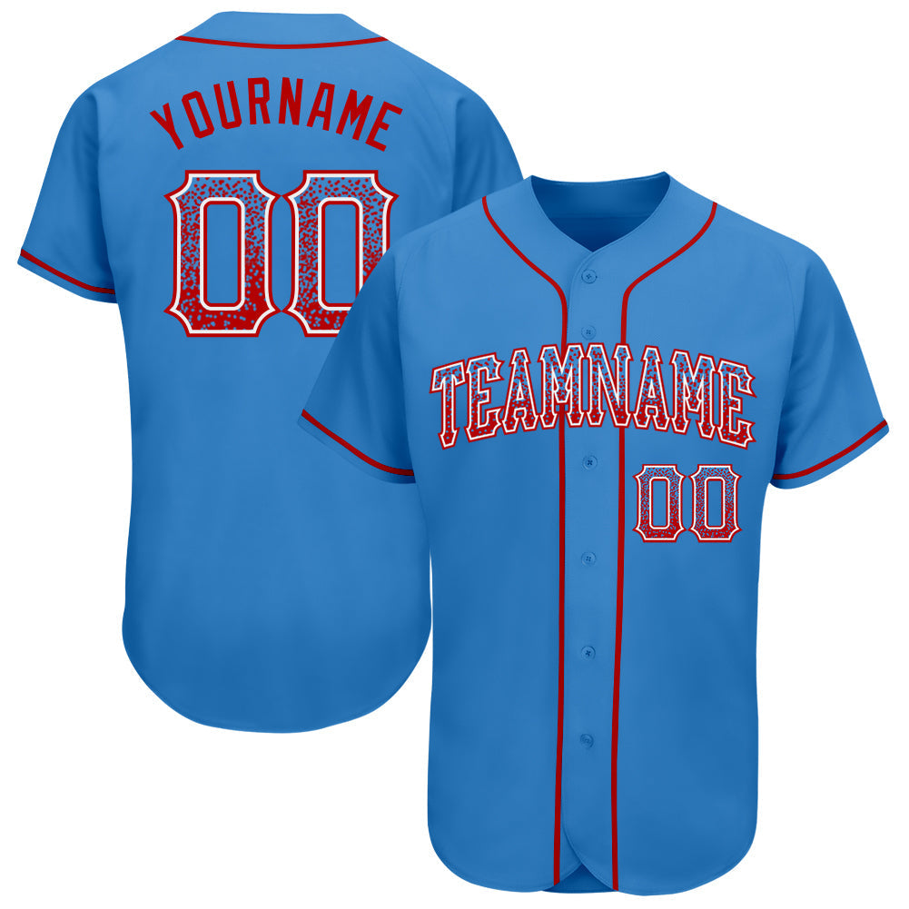 Custom Powder Blue Red-White Authentic Drift Fashion Baseball Jersey baseball jersey product view 1
