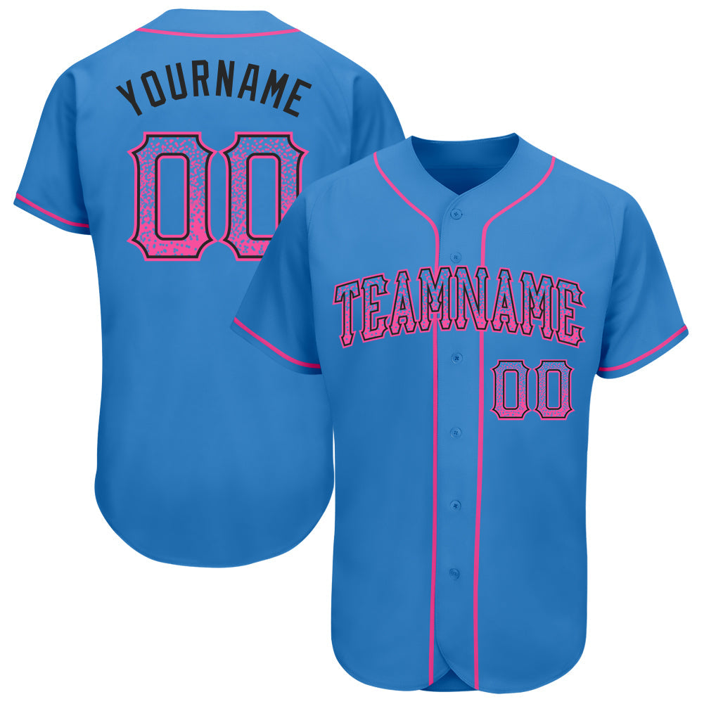 Custom Powder Blue Pink-Black Authentic Drift Fashion Baseball Jersey baseball jersey product view 1