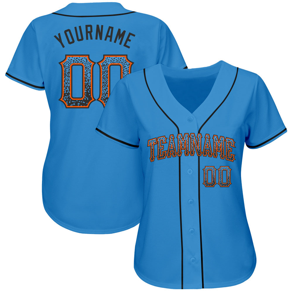 Custom Powder Blue Black-Orange Authentic Drift Fashion Baseball Jersey baseball jersey product view 2