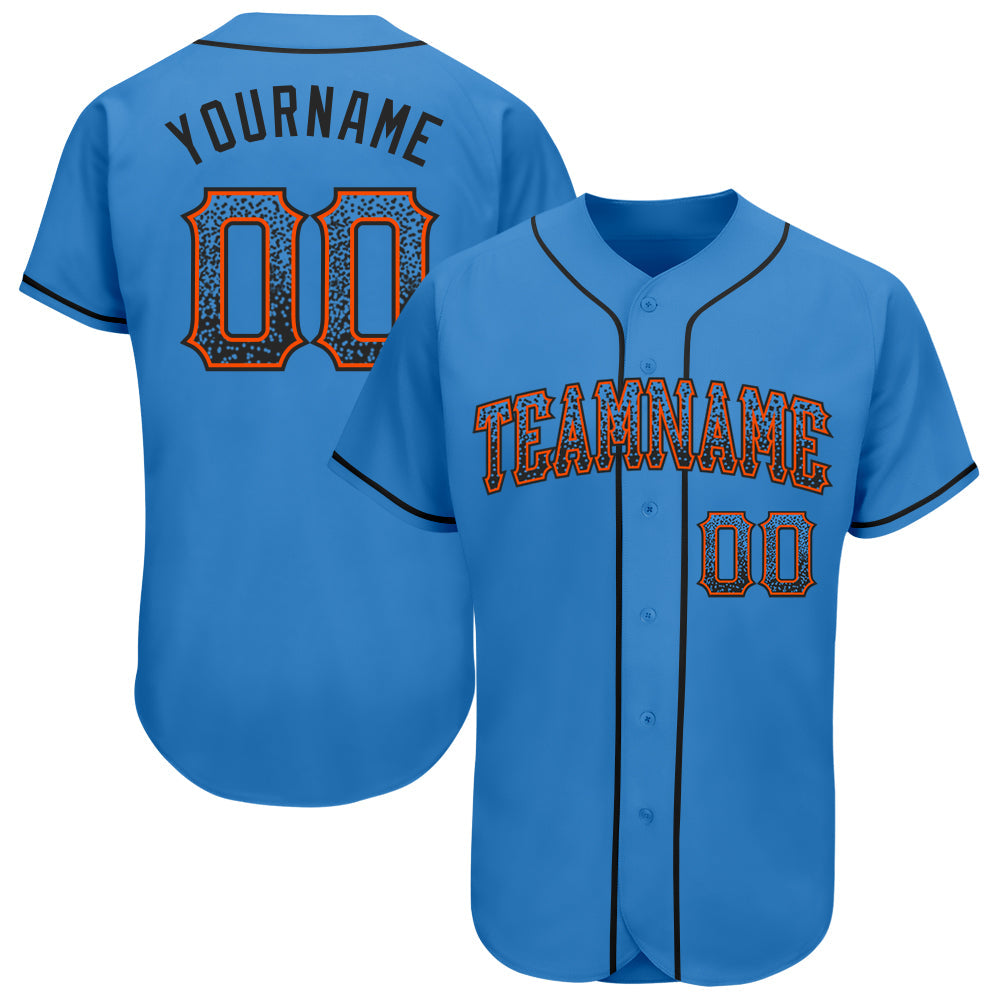 Custom Powder Blue Black-Orange Authentic Drift Fashion Baseball Jersey baseball jersey product view 1