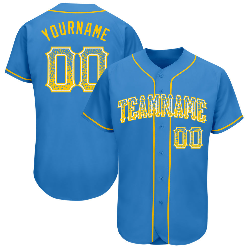 Custom Powder Blue Gold-White Authentic Drift Fashion Baseball Jersey baseball jersey product view 1