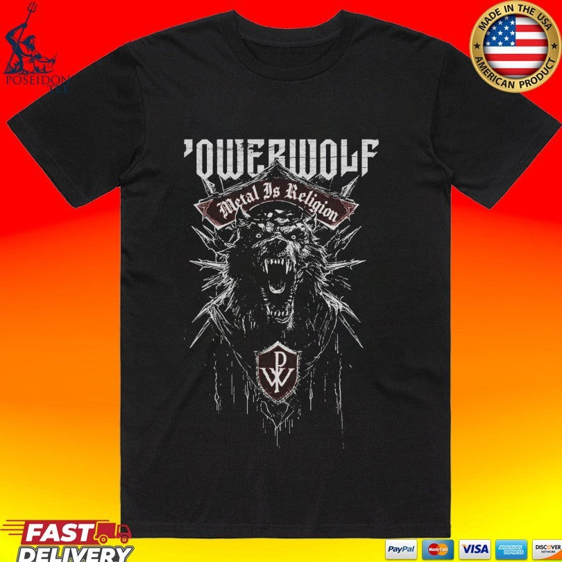 Powerwolf Metal Is Religion Chaos Crest T-shirt Unisex T-shirt, Sweatshirt, Hoodie, Long Sleeve Tee - T-Shirt, Sweatshirt, Hoodie