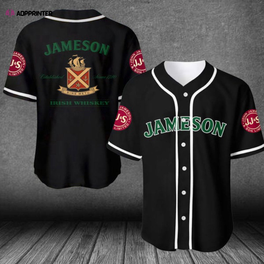 Premium Black Jameson Whiskey Baseball Jersey - Stylish and Authentic - Aopprinter baseball jersey product view 1