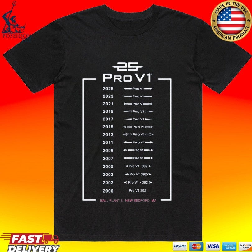 Pro V1 Golf Balls From 2000 To 2025 T-shirt Unisex T-shirt, Sweatshirt, Hoodie, Long Sleeve Tee - T-Shirt, Sweatshirt, Hoodie