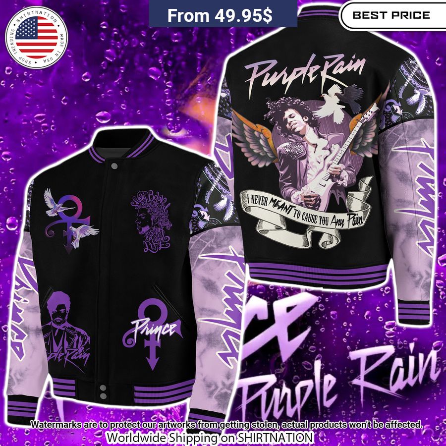 Purple Rain Prince Baseball Jacket baseball jersey product view 1