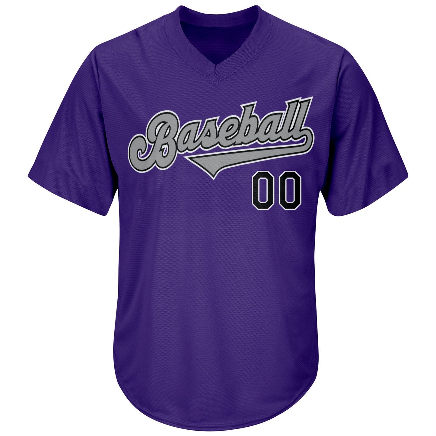 Custom Purple Black-Gray Authentic Throwback Rib-Knit Baseball Jersey Shirt baseball jersey product view 2
