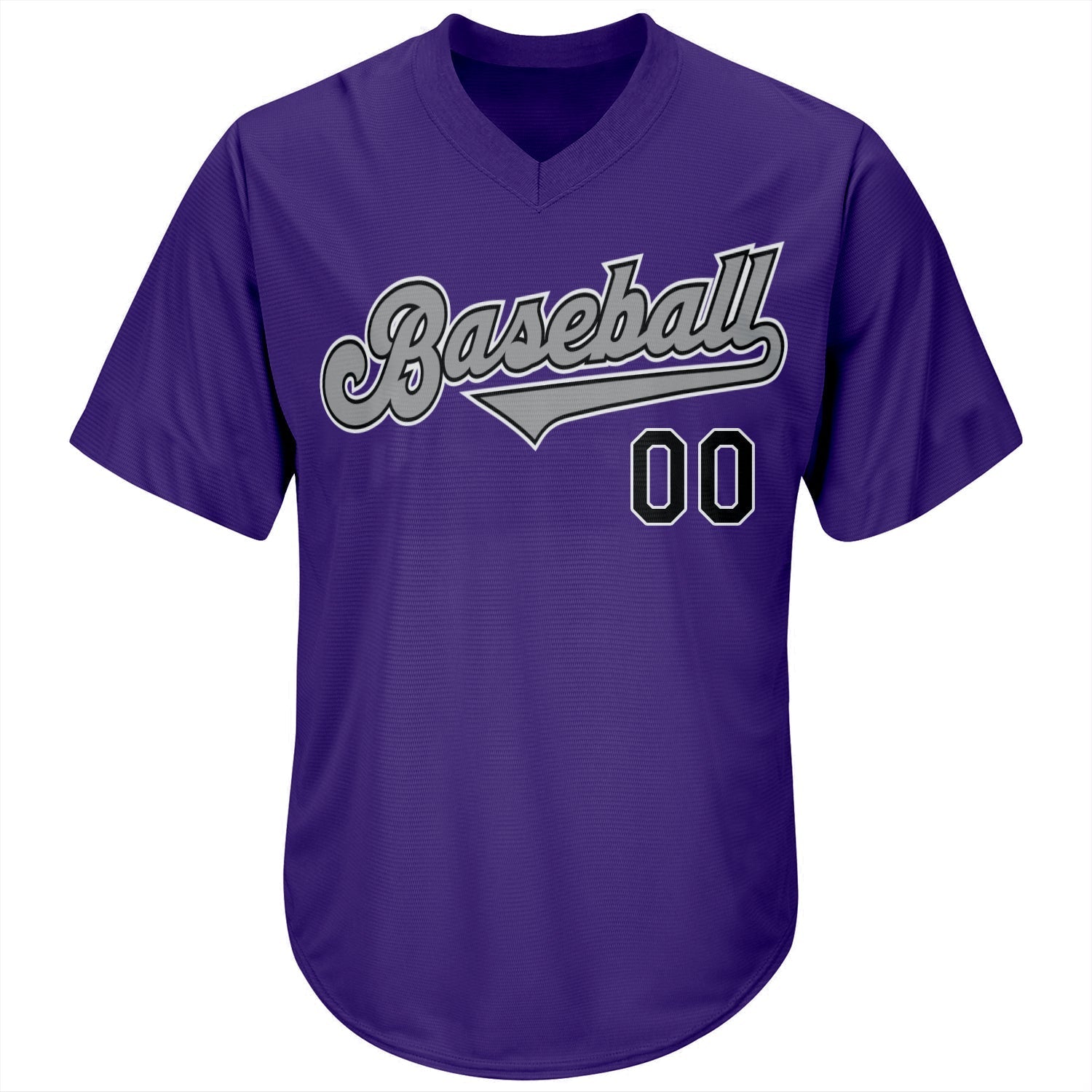 Custom Purple Black-Gray Authentic Throwback Rib-Knit Baseball Jersey Shirt baseball jersey product view 2