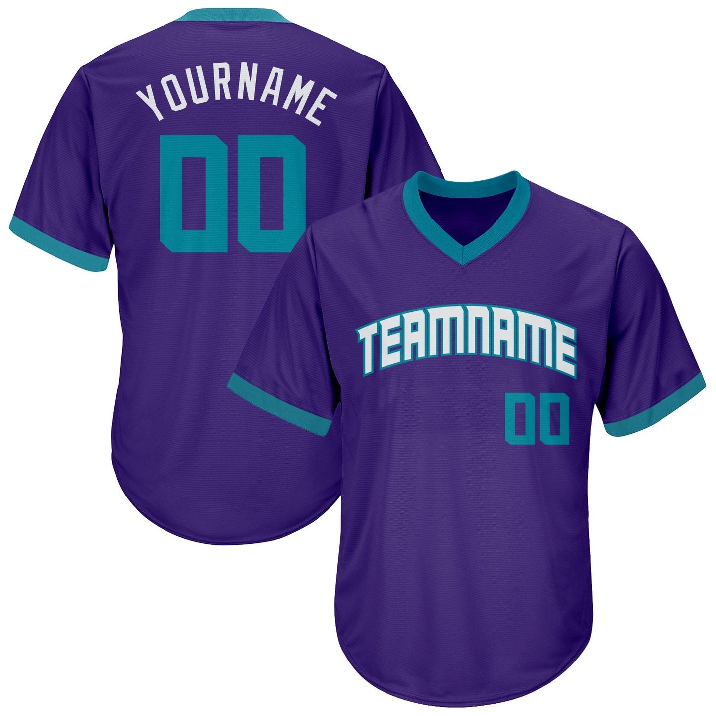 Custom Purple Teal-White Authentic Throwback Rib-Knit Baseball Jersey Shirt baseball jersey product view 1