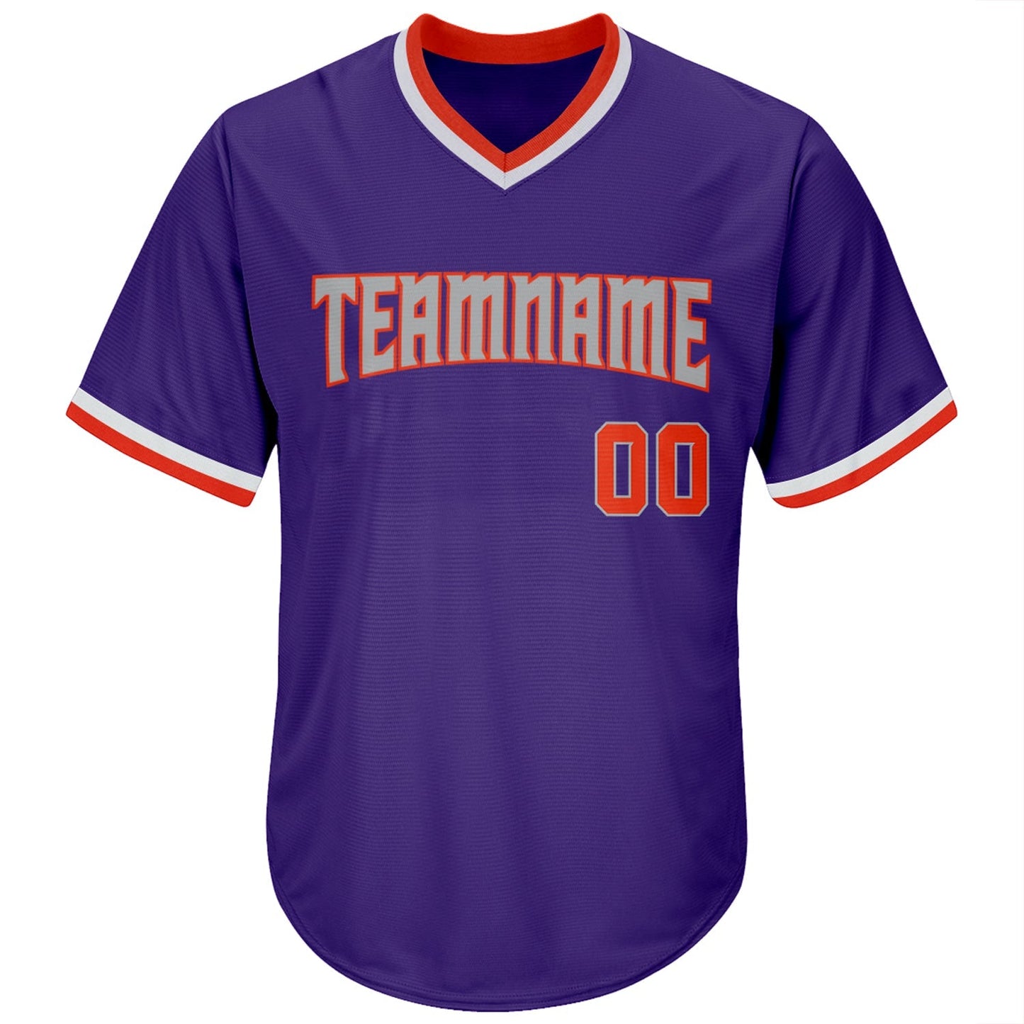 Custom Purple Orange-Gray Authentic Throwback Rib-Knit Baseball Jersey Shirt baseball jersey product view 2