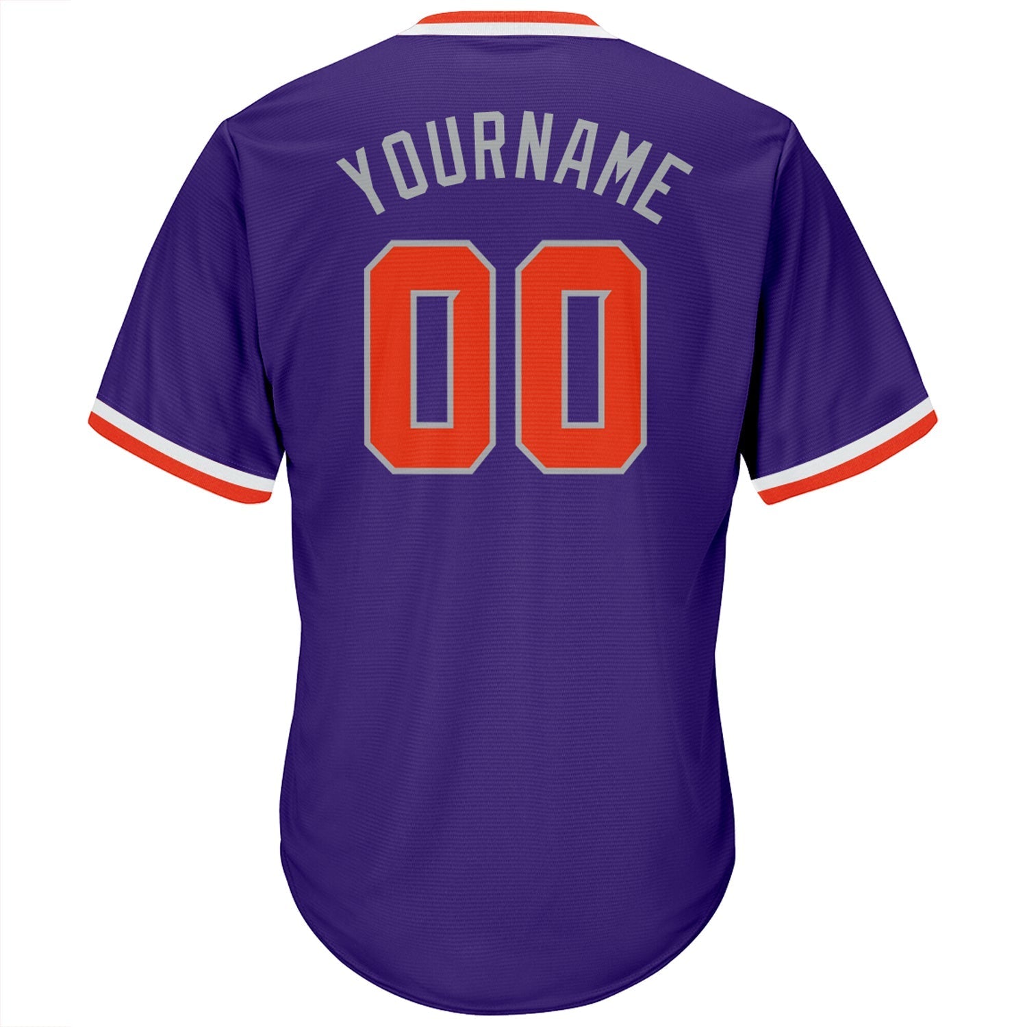 Custom Purple Orange-Gray Authentic Throwback Rib-Knit Baseball Jersey Shirt baseball jersey product view 3