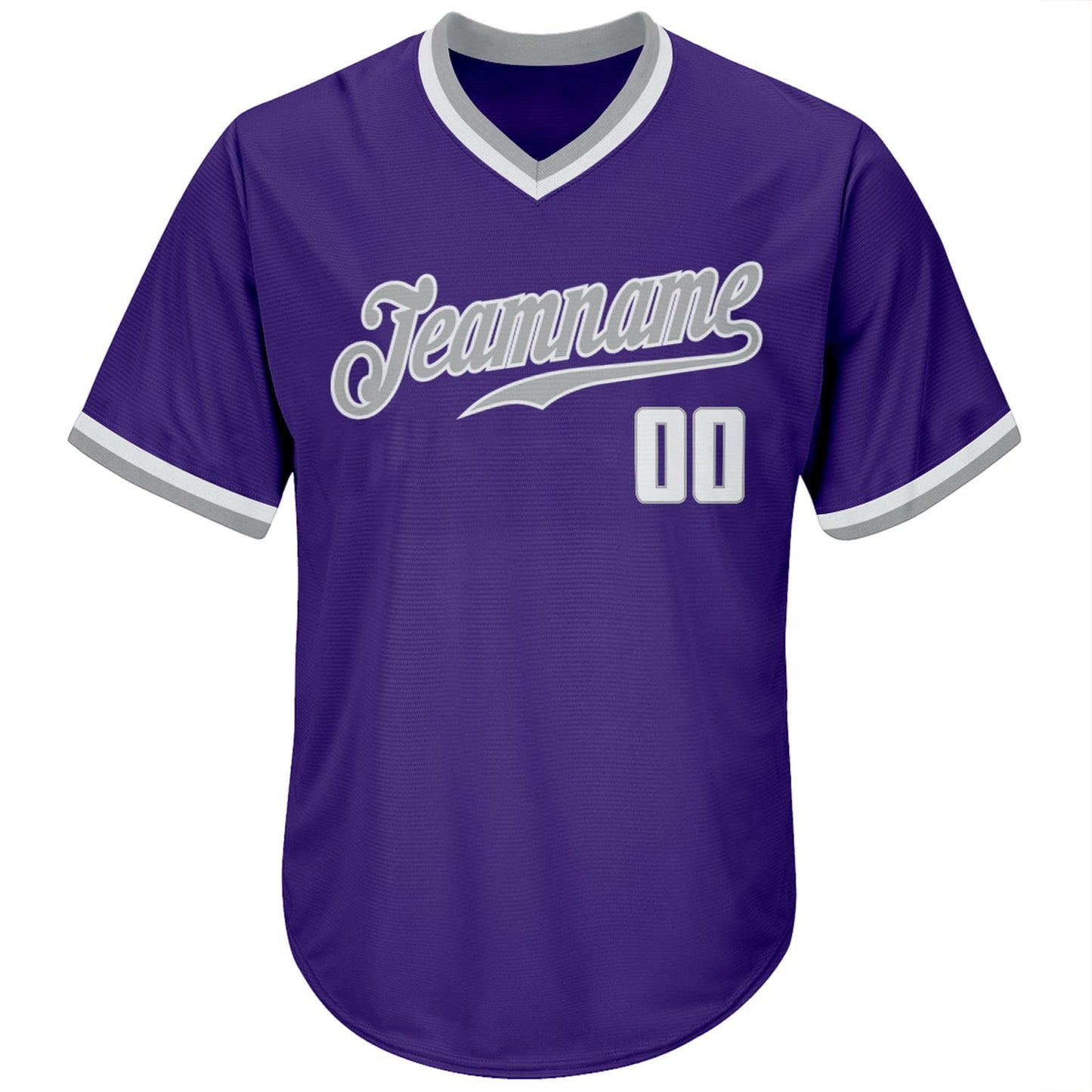 Custom Purple White-Gray Authentic Throwback Rib-Knit Baseball Jersey Shirt baseball jersey product view 2