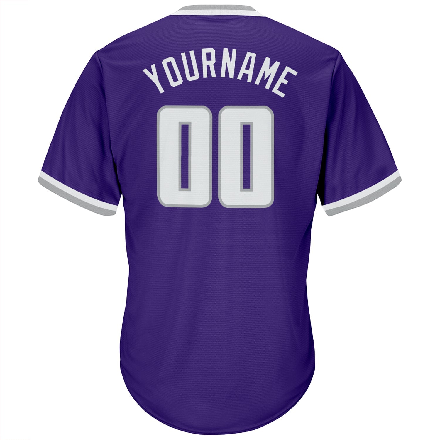 Custom Purple White-Gray Authentic Throwback Rib-Knit Baseball Jersey Shirt baseball jersey product view 3