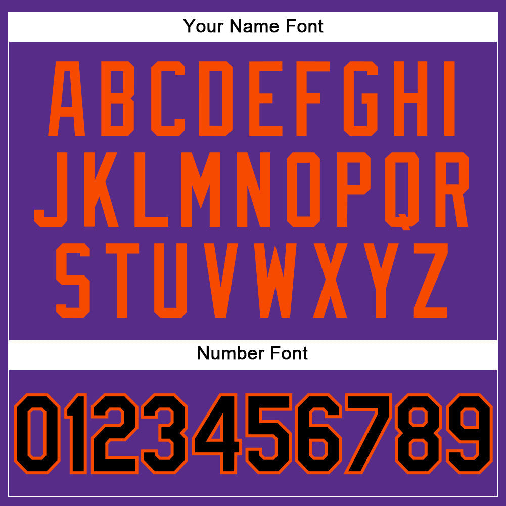 Custom Purple Black Pinstripe Black-Orange Authentic Baseball Jersey baseball jersey product view 5