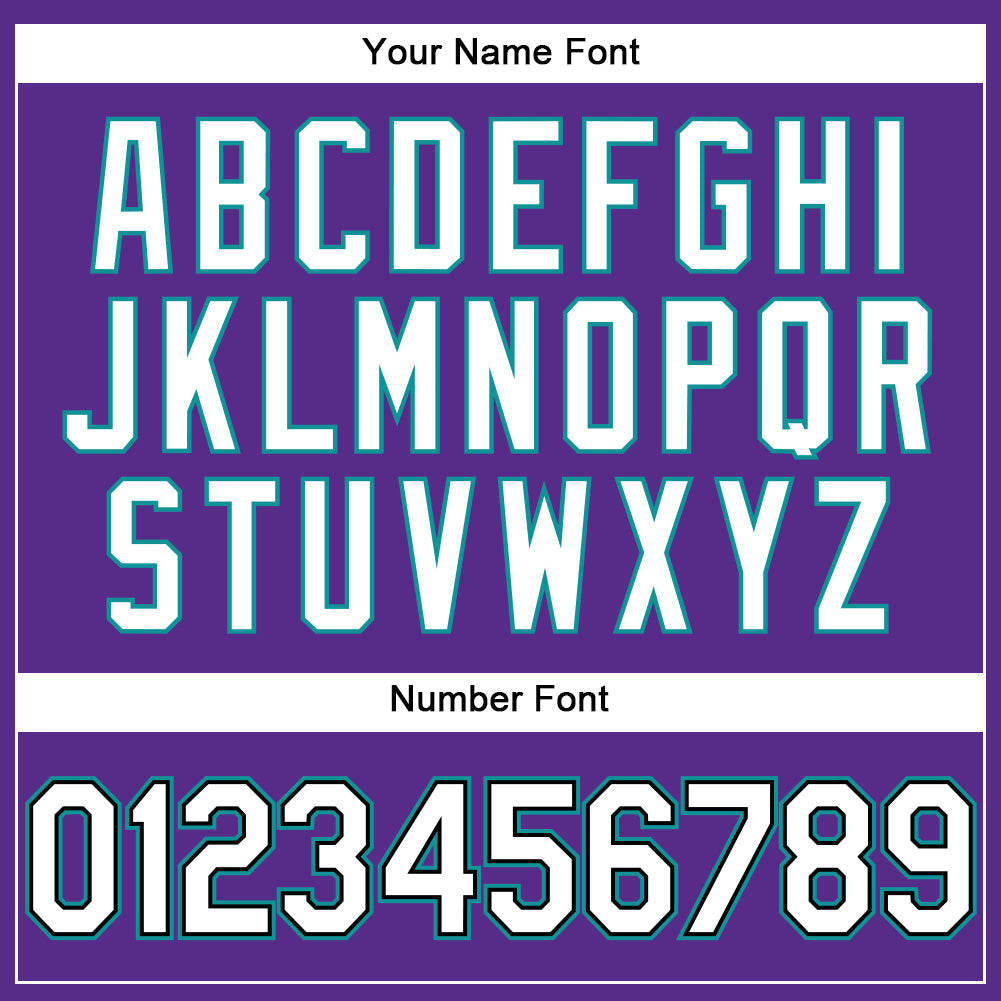 Custom Purple Black Pinstripe White-Teal Authentic Baseball Jersey baseball jersey product view 5