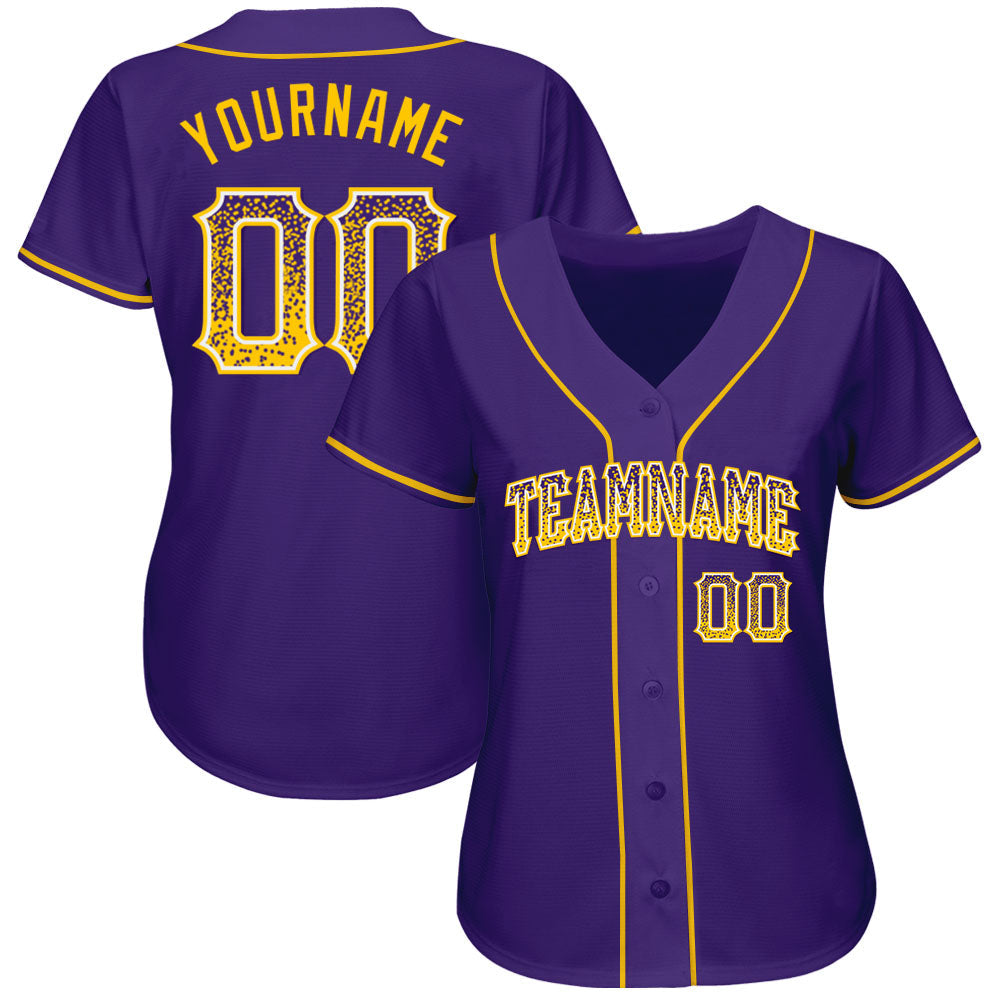Custom Purple Gold-White Authentic Drift Fashion Baseball Jersey baseball jersey product view 2