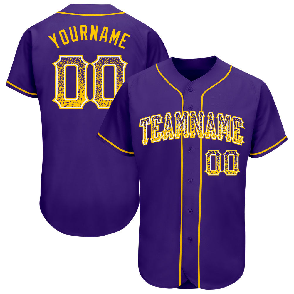 Custom Purple Gold-White Authentic Drift Fashion Baseball Jersey baseball jersey product view 1