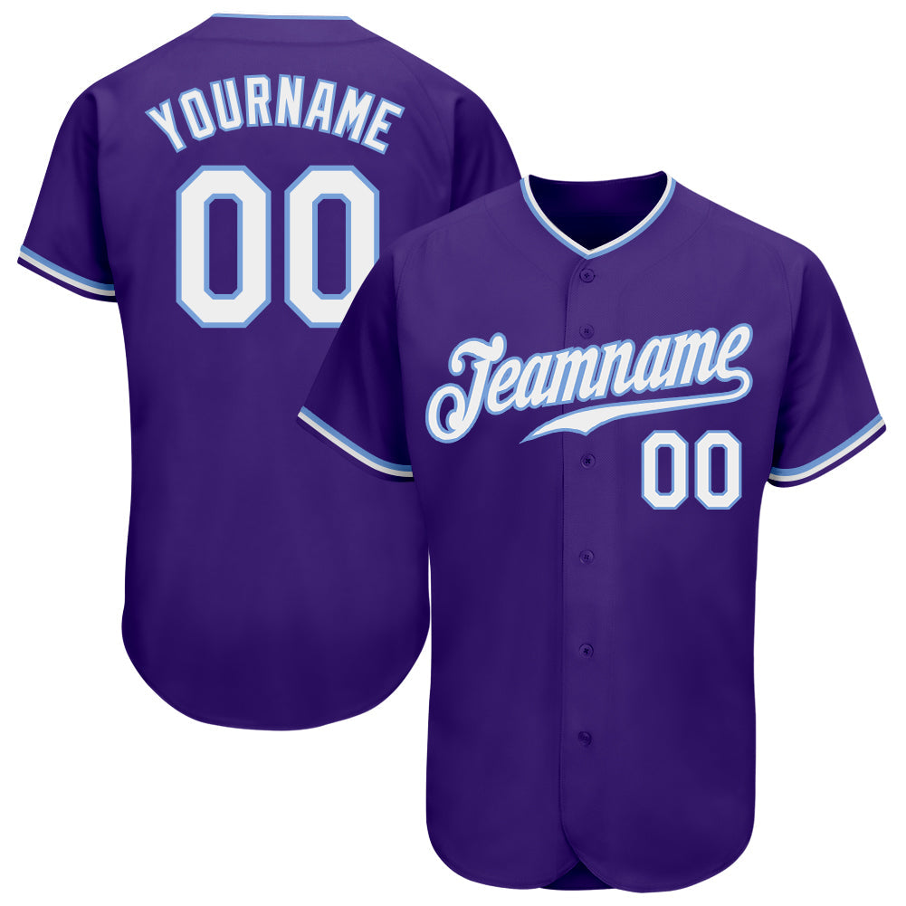 Custom Purple White-Light Blue Authentic Baseball Jersey baseball jersey product view 1