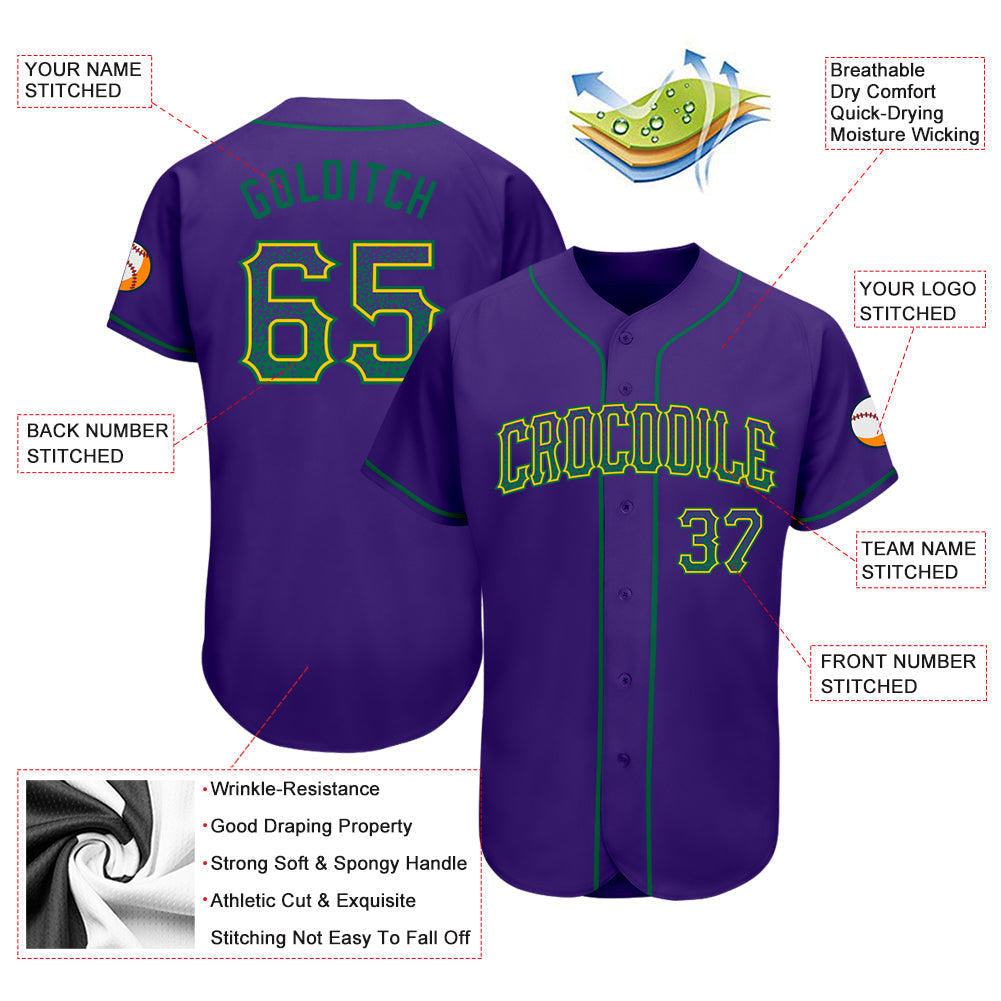 Custom Purple Kelly Green-Gold Authentic Drift Fashion Baseball Jersey baseball jersey product view 4