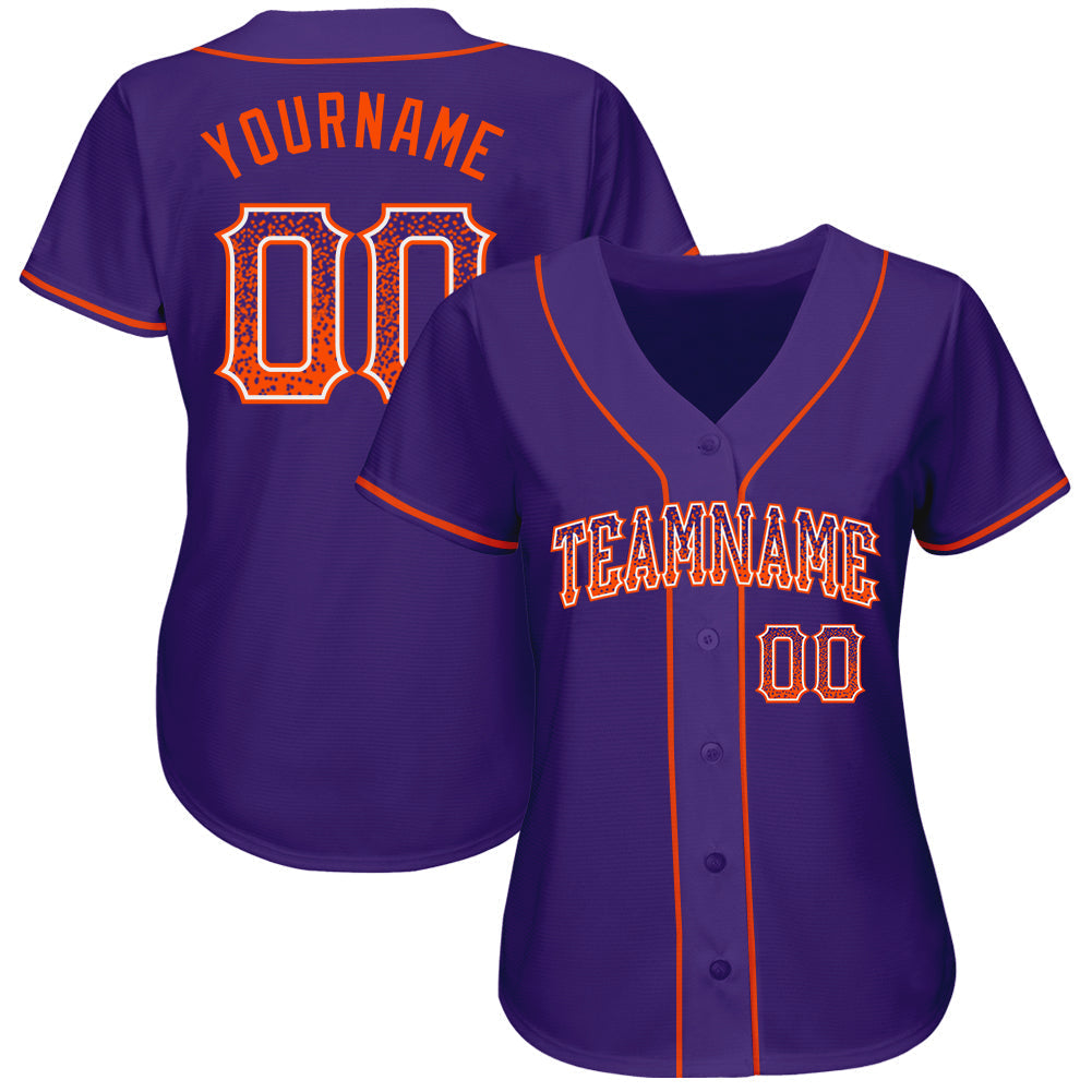 Custom Purple Orange-White Authentic Drift Fashion Baseball Jersey baseball jersey product view 2