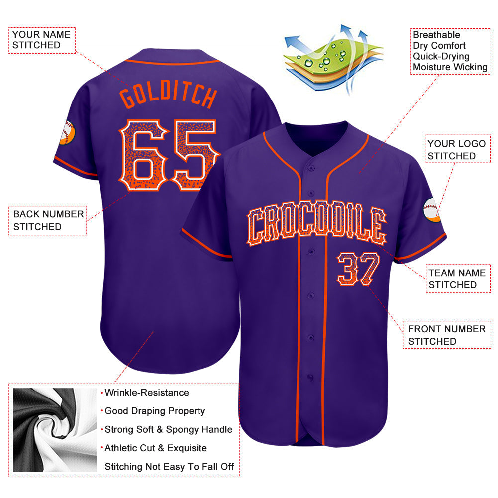 Custom Purple Orange-White Authentic Drift Fashion Baseball Jersey baseball jersey product view 3