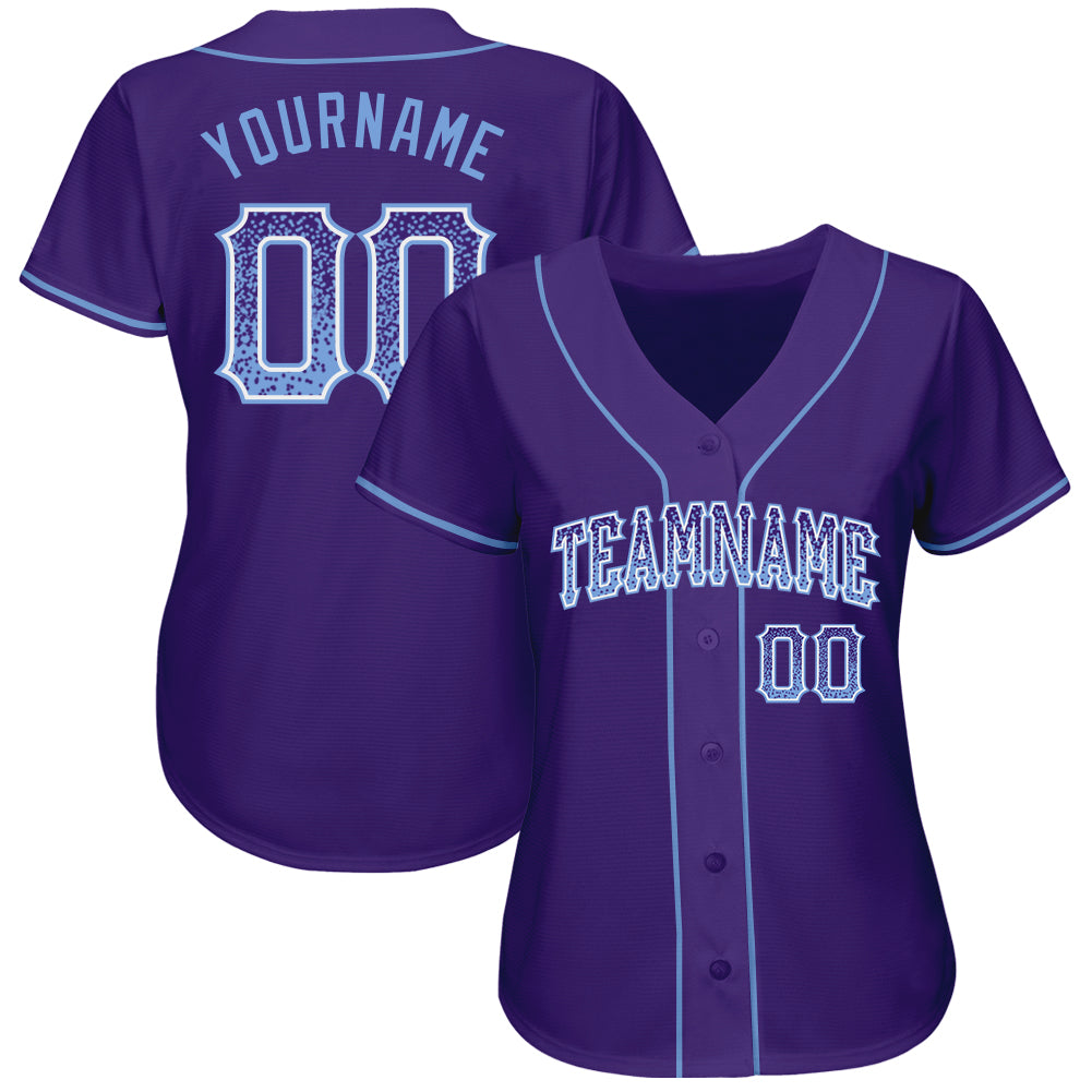 Custom Purple Light Blue-White Authentic Drift Fashion Baseball Jersey baseball jersey product view 2