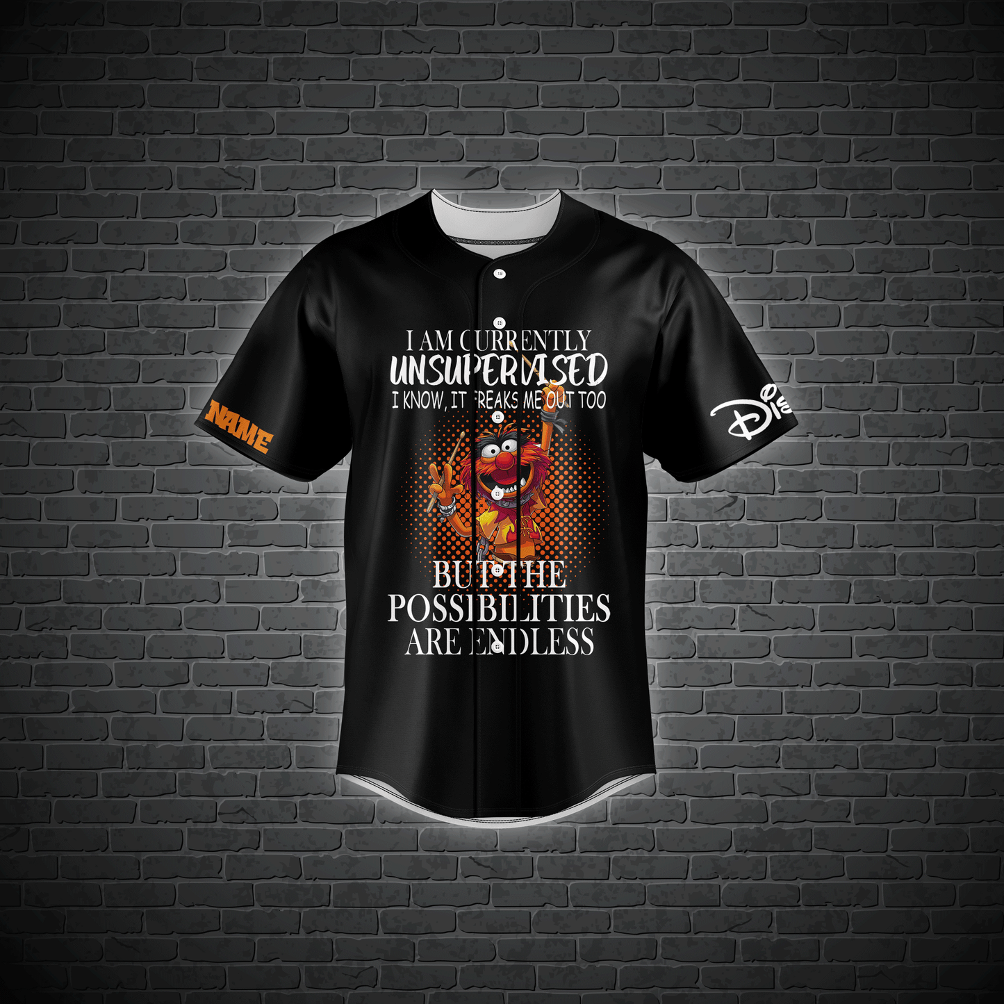 Custom Name The Muppets Mayhem Black Baseball Jersey Shirt baseball jersey product view 2