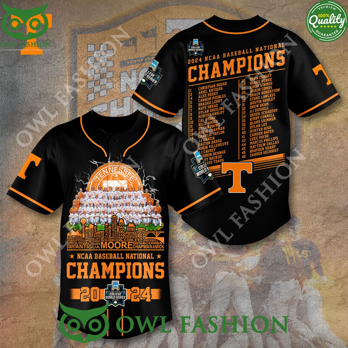 Tennessee Volunteers NCAA Baseball Champion Baseball Jersey Shirt baseball jersey product view 1