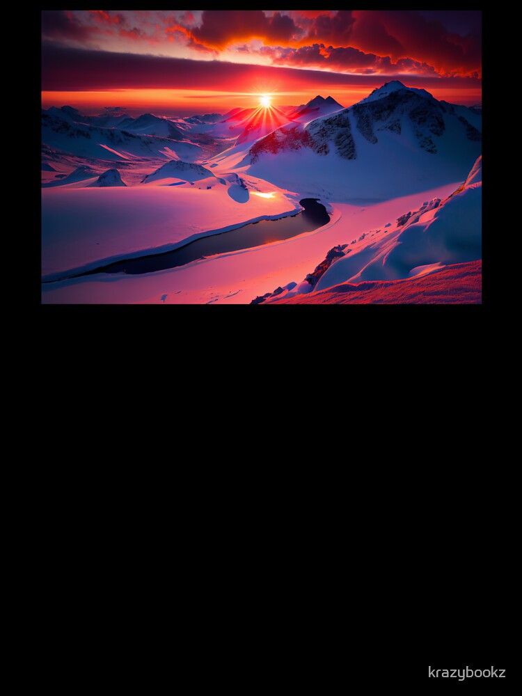 View of Amazing Sunset from Snowy Mountains by - Adult & Kids T-Shirts, Sweatshirts & Hoodies apparel design preview 3