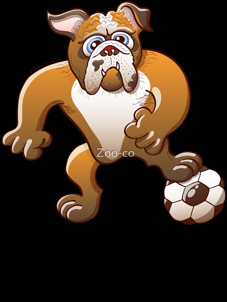 Bulldog Preparing to Kick a Soccer Ball by Zoo-co - Adult & Kids T-Shirts, Sweatshirts & Hoodies apparel design preview 3