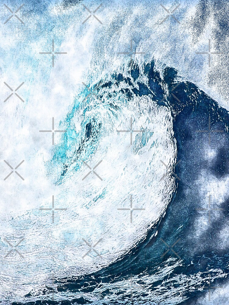 Blue Ocean Wave by aventi24 - Adult & Kids T-Shirts, Sweatshirts & Hoodies apparel design preview 3