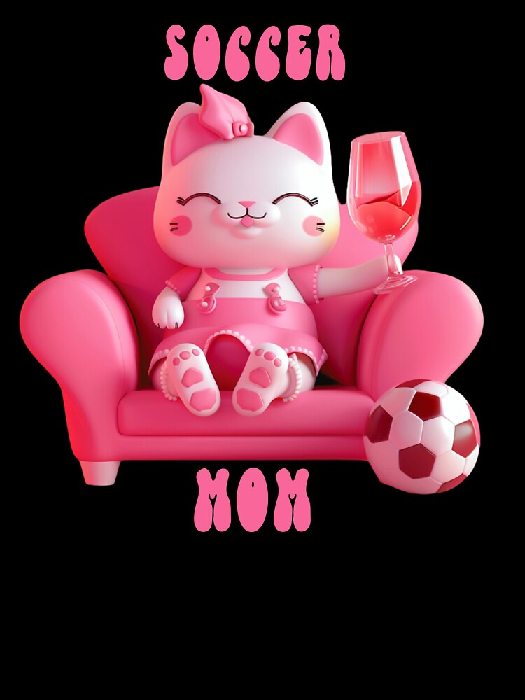 Soccer Mom Cute Cat by Wildeygirl - Adult & Kids T-Shirts, Sweatshirts & Hoodies apparel design preview 3